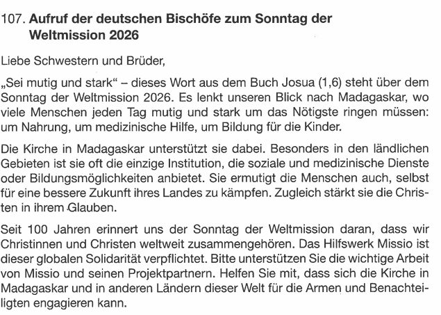 Bild: Text des Aufrufes der deutschen Bischöfe